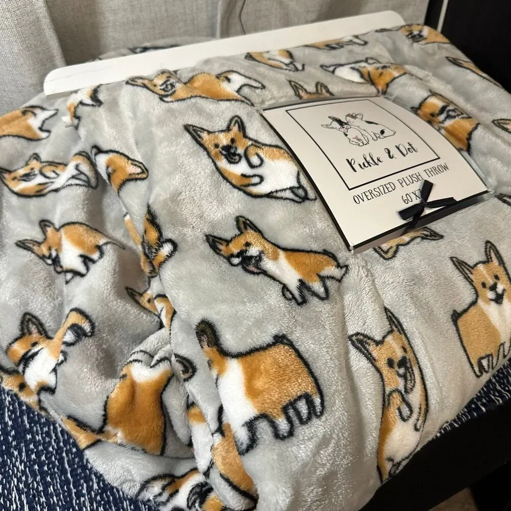 Corgi Oversized Fleece Throw Blanket